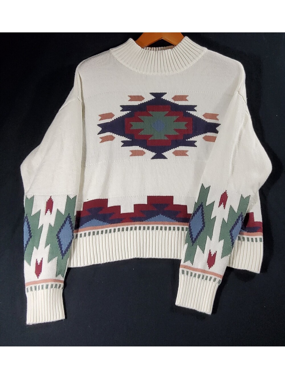 Lucky Brand Sweater pullover Womens Sz Medium Southwest Aztec 2025 Mock Neck
